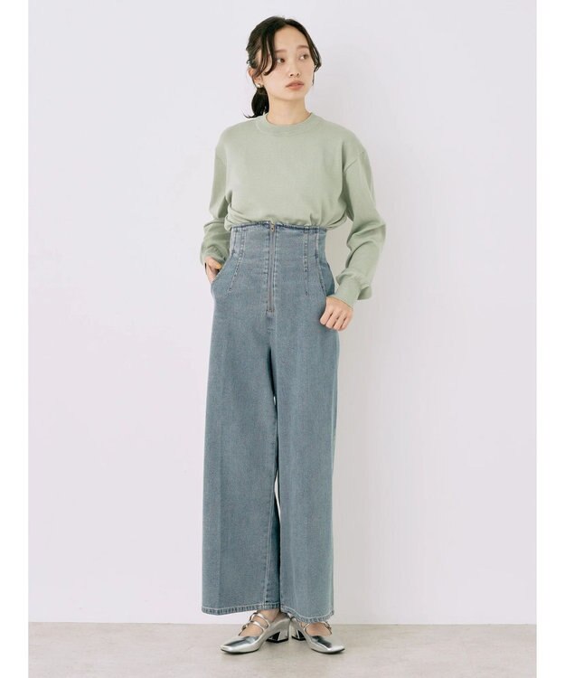 earth music&ecology フロントジップデニムパンツ Medium Indigo