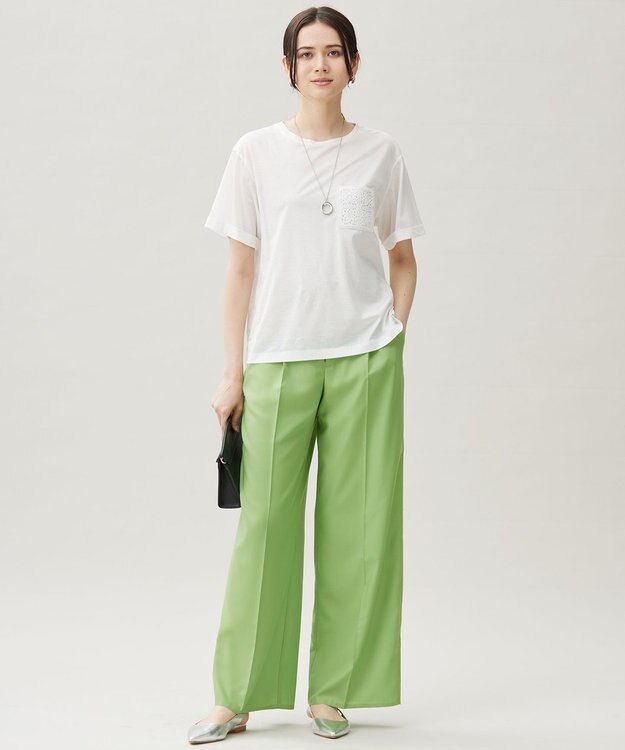 自由区 L クロッシェポケット Tシャツ オフホワイト