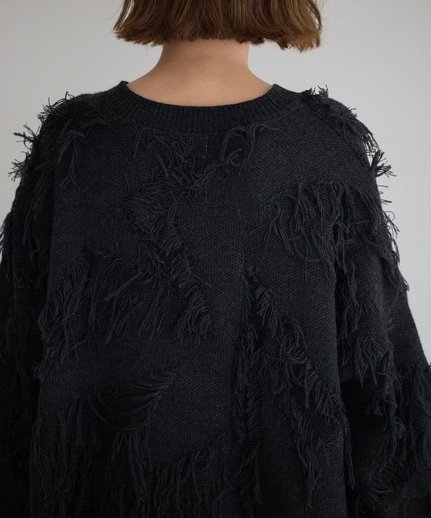 YECCA VECCA スター柄フリンジルーズニット Ivory