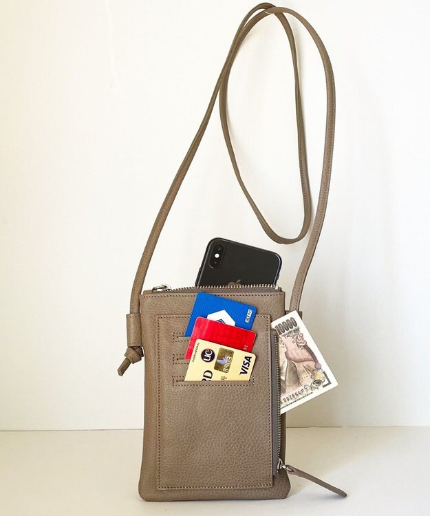 Hekhèr Le Style de Vie 新色追加【日本製】シュリンクレザー スマートフォンポシェット グレージュ