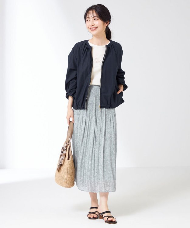 ANY SIS 【洗える】シアーライト ブルゾン ネイビー