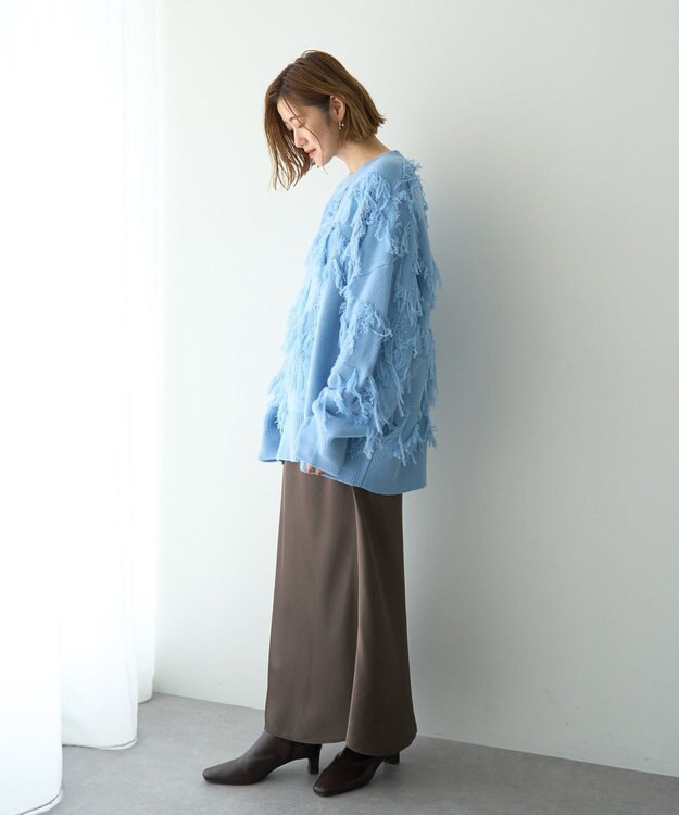 YECCA VECCA スター柄フリンジルーズニット Ivory