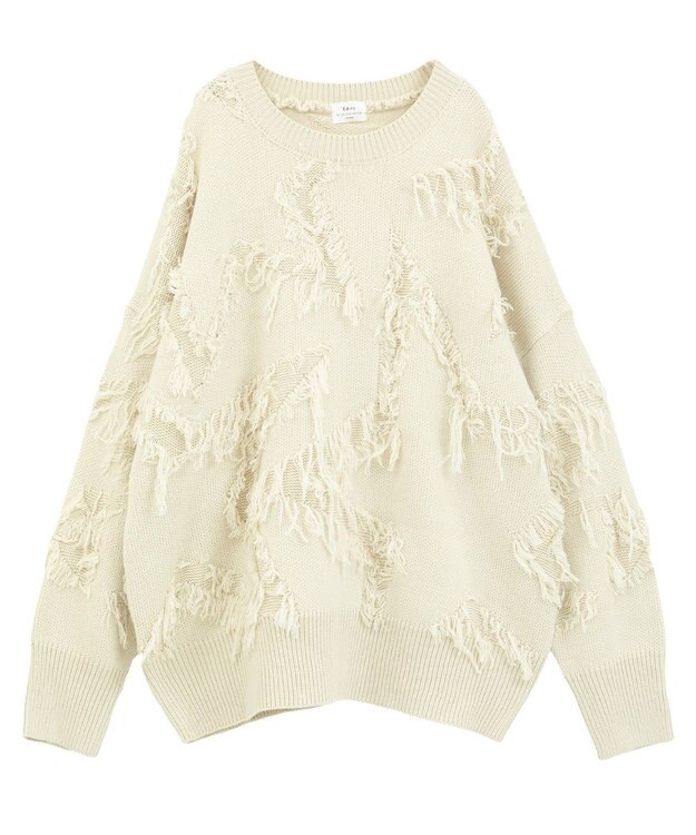 YECCA VECCA スター柄フリンジルーズニット Ivory