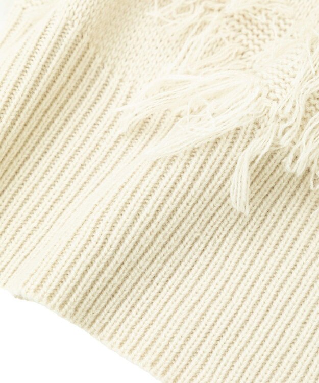 YECCA VECCA スター柄フリンジルーズニット Ivory