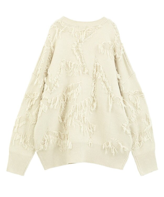 YECCA VECCA スター柄フリンジルーズニット Ivory