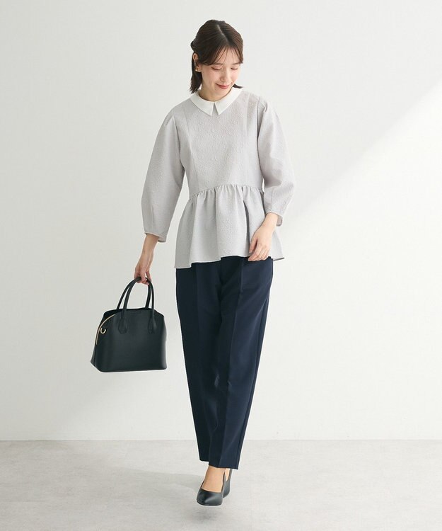 Green Parks ef-de 衿取り外しペプラムブラウス Light Gray