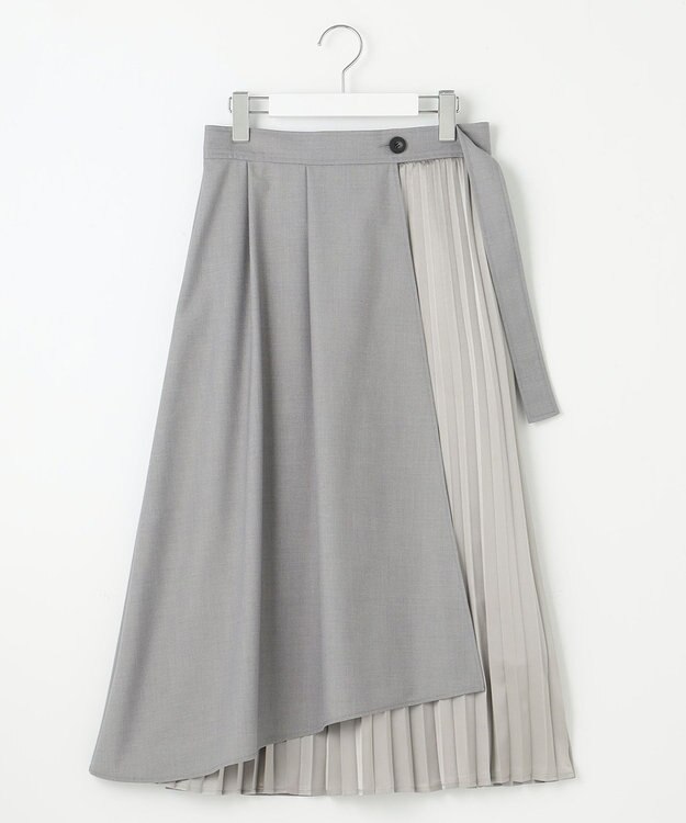 Feroux 【洗える】プリーツコンビ スカート ライトグレー系