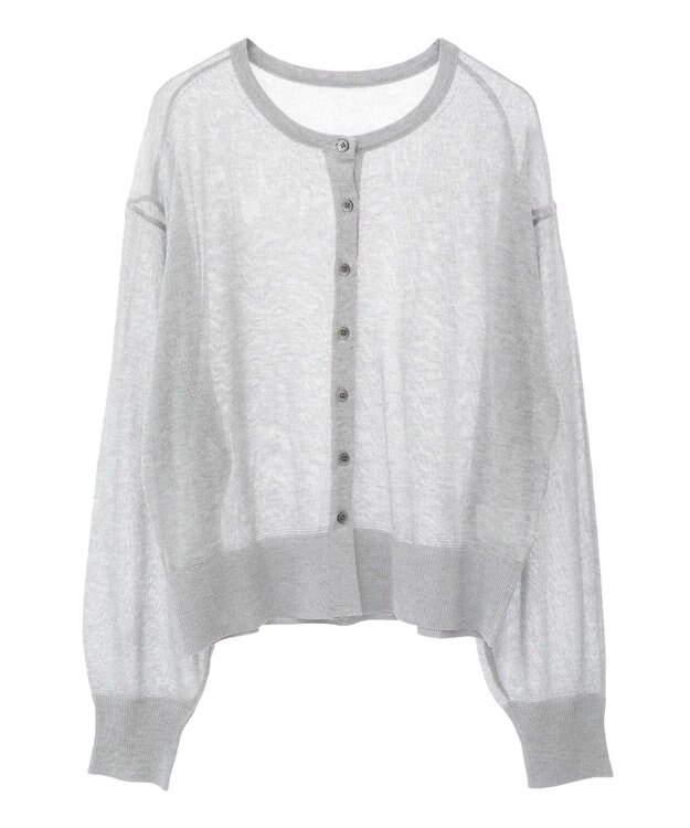 earth music&ecology 【予約】接触冷感シアークルーニットカーディガン 杢グレー