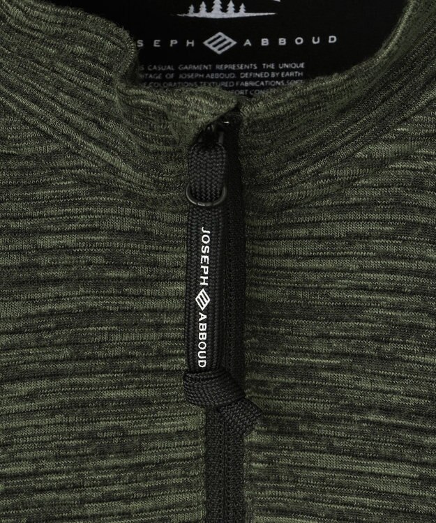 JOSEPH ABBOUD MOUNTAIN 【UNISEX】ランダムスラブリップハーフジップ カーキ系