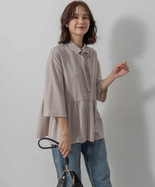 組曲 S ジョーゼットジャージーボウタイチュニック ブラウス ベージュ系