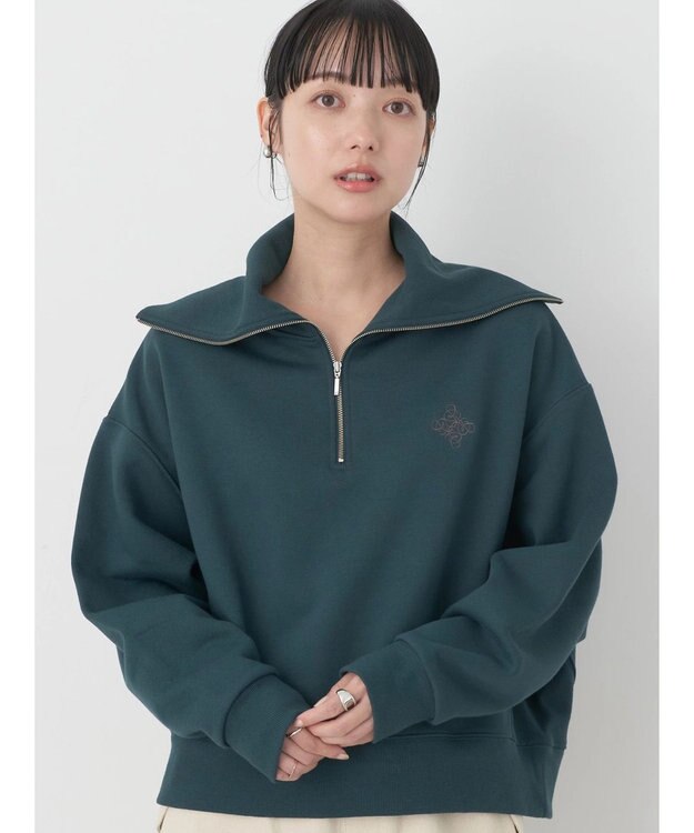 earth music&ecology ハーフＺＩＰ裏起毛プルオーバー Dark Green