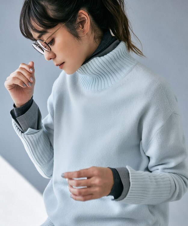 ICB 【新色追加・WEB限定カラーあり】 ソフトカシミヤミックス ハイネックニット フォグブルー系