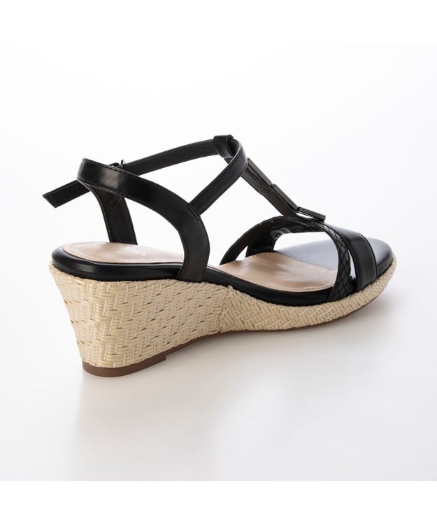 Riz raffinee <Riz raffinee>ウェッジヒールTストラップサンダル ブラック