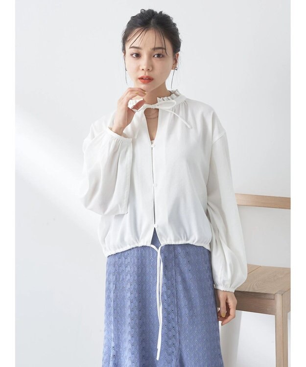 earth music&ecology カフタンフリルブラウス Off White