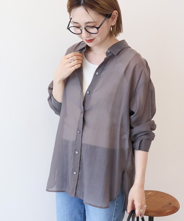 AMERICAN HOLIC ラスターシアーシャツ Charcoal Gray