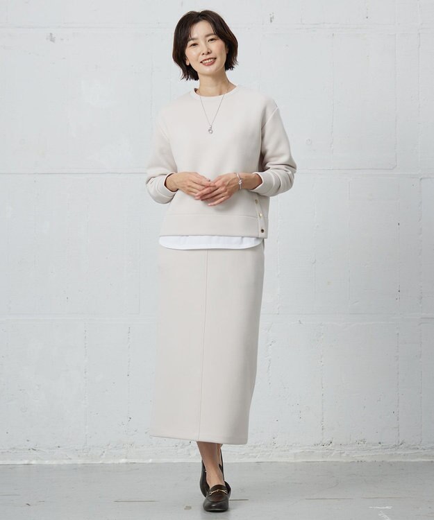 J.PRESS LADIES ダンボールジャージー カットソー ライトベージュ系