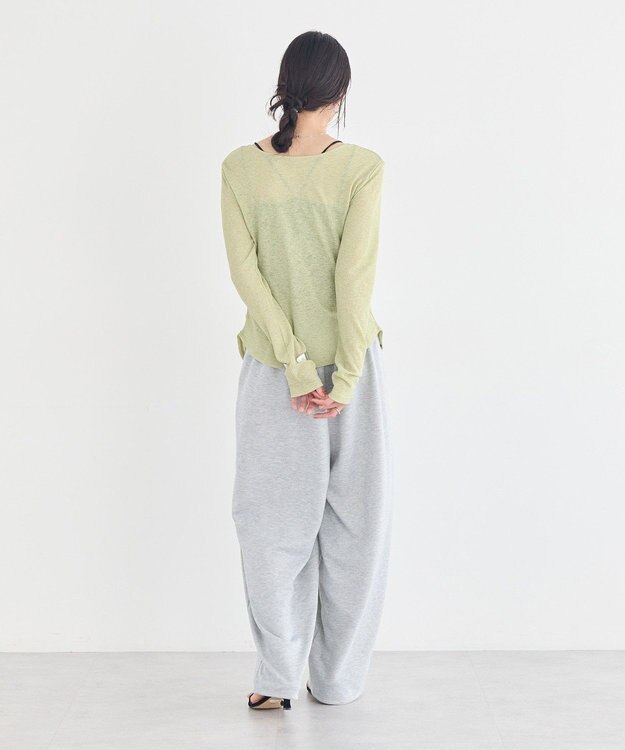 earth music&ecology レースレイヤード風スウェットパンツ Gray Mixture