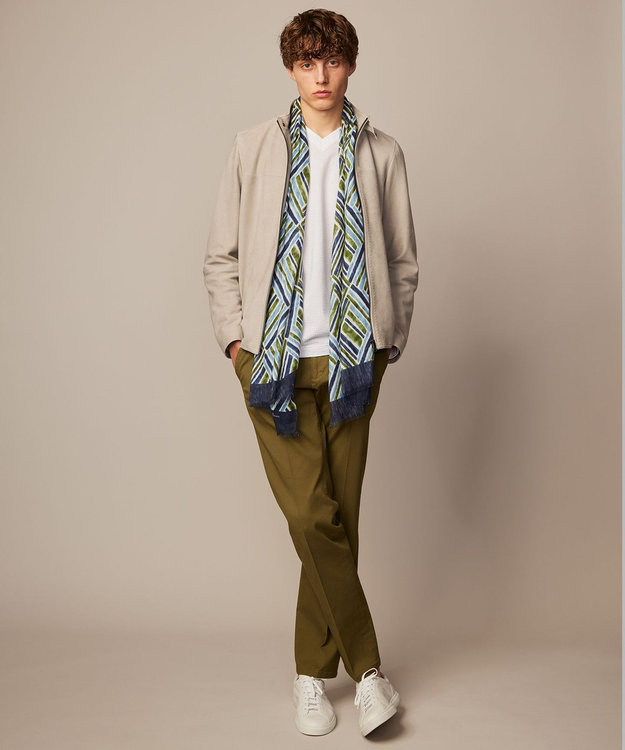 JOSEPH ABBOUD 【スプリングレザー/スウェード】ゴートスウェード シングル ライダース アイボリー系