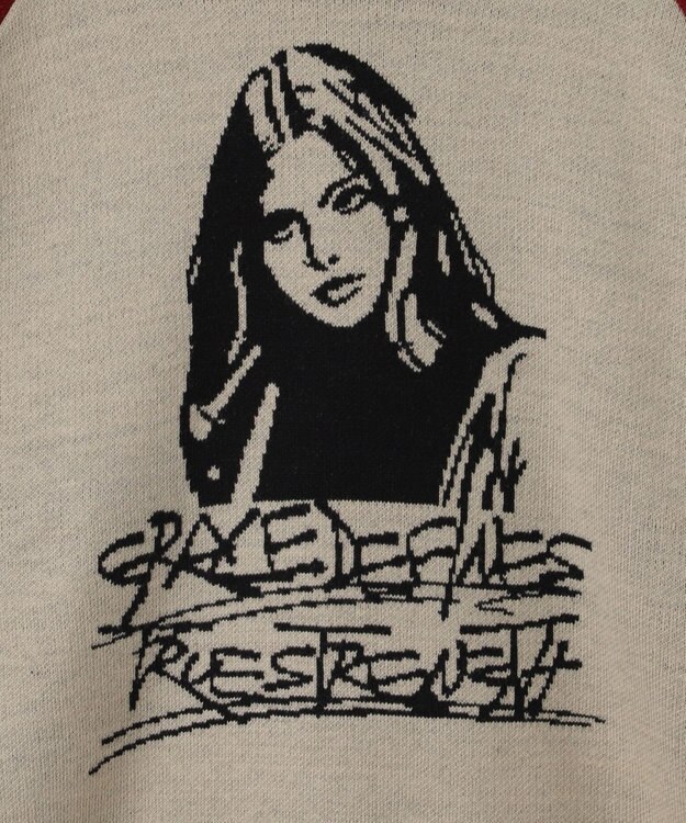 WEGO ラグランジャガードグラフィックプルオーバー ワイン