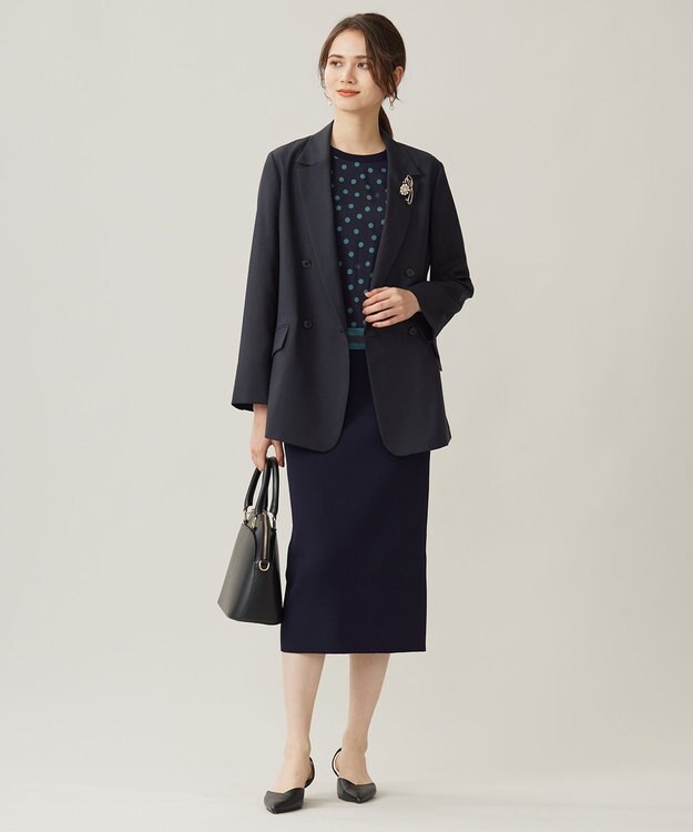 自由区 【洗える】トロピカルストレッチテーラード ジャケット ネイビー