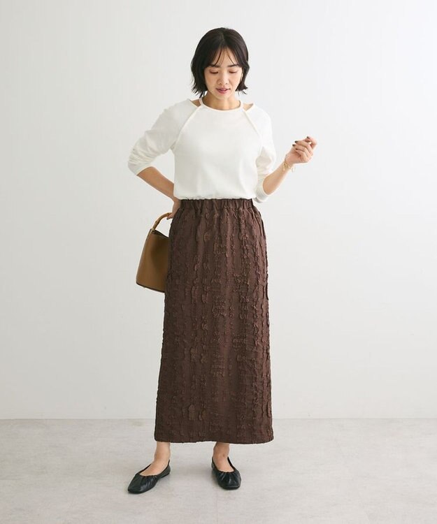 Green Parks ・ＳＵＧＡＲ　ＳＰＯＯＮジャカードチェックナロースカート Brown