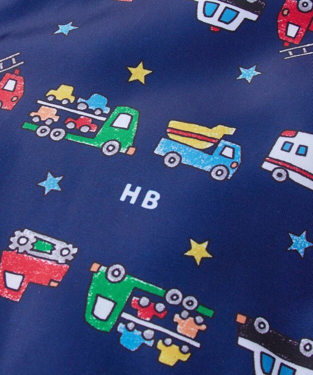 MIKI HOUSE HOT BISCUITS 【70-100cm】 裏ボアフリース 総柄ジャンプスーツ 紺