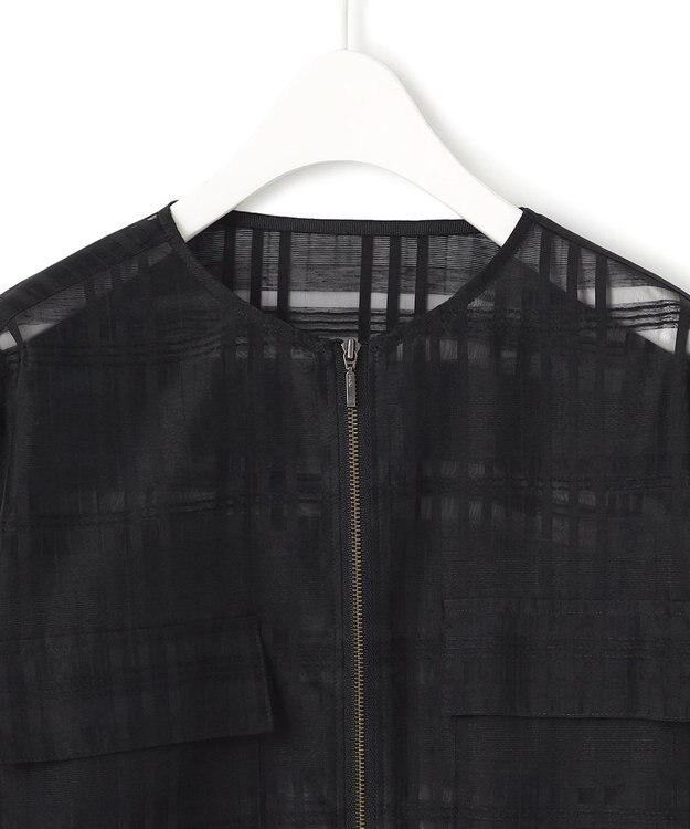 ICB L 【洗える】シアードビーチェックブルゾン ブラック系チェック