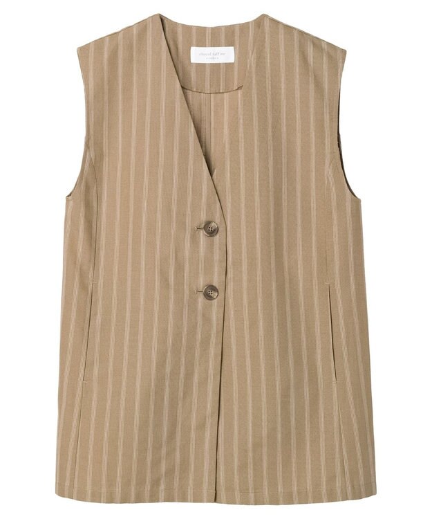 Green Parks 綿麻混シングルミディ丈ベスト Black