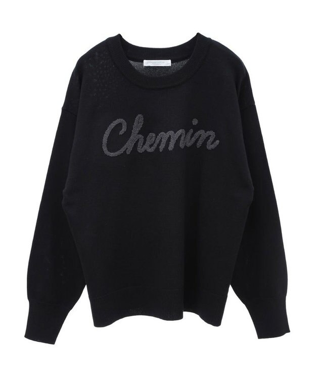 Green Parks 洗える　さがら刺しゅうロゴニットプル Black