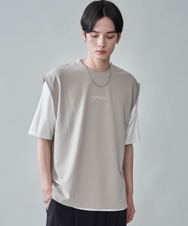 WEGO 【２点セット/ベスト×Tシャツ】アンサンブルベスト（SS） ライトベージュ
