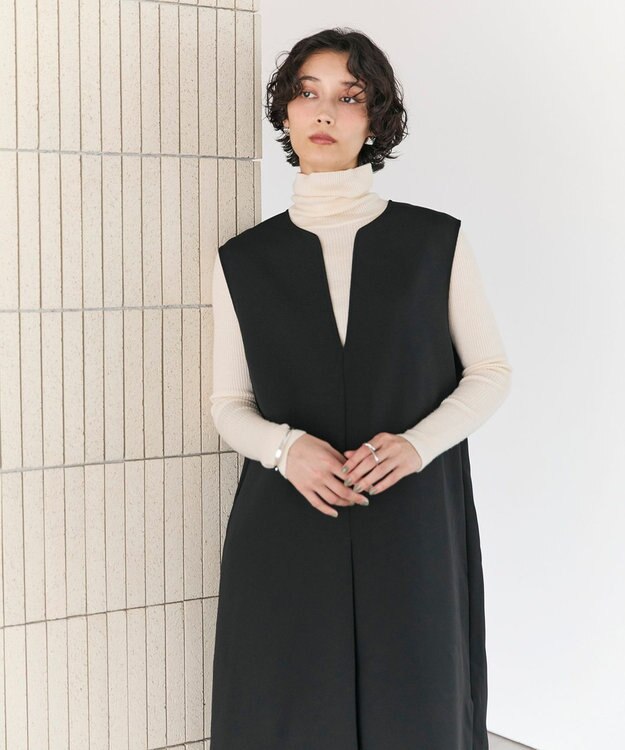 #Newans 【洗濯機可】キーネックジャンパースカート ブラック