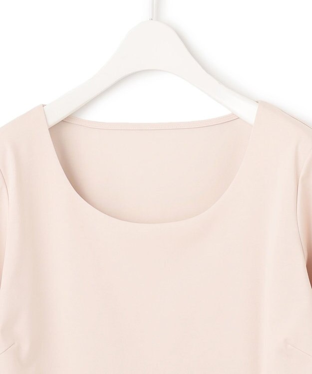 ICB 【洗える】 スーペリアジャージー Uネックカットソー ピンクベージュ系