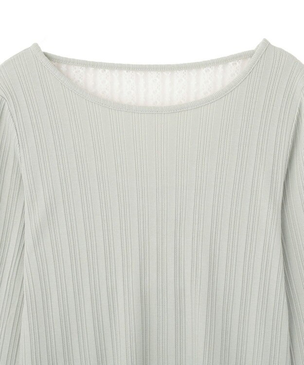 earth music&ecology ランダムチェーンリブバックレースプルオーバー Light Green