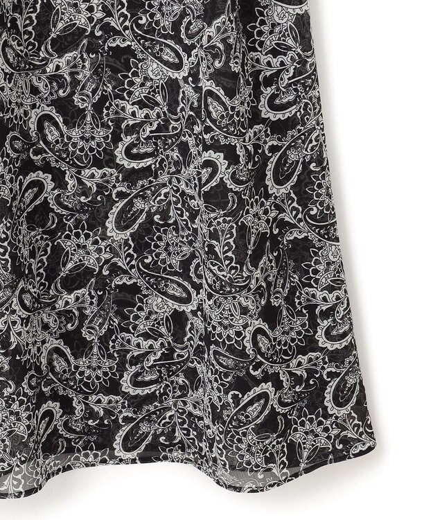 23区 L 【一部店舗限定/速乾性/洗える】モノトーンプリント ワンピース ペイズリーモチーフ