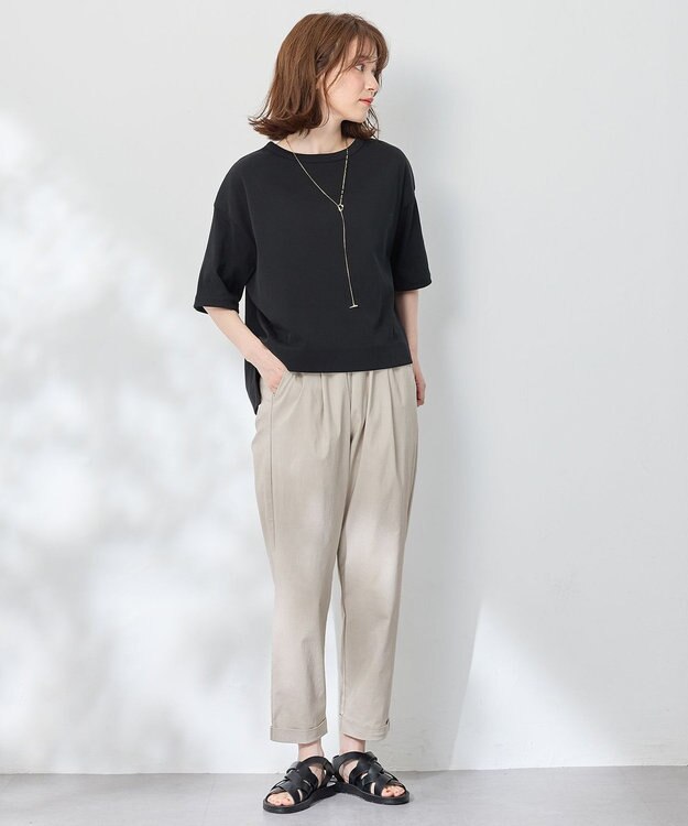 ANY L 【接触冷感/ウエストゴム/ストレッチ】クールタッチタックパンツ グレー