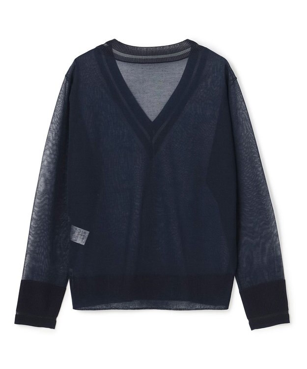 BEIGE， GOVERNOR / シアー Vネックチルデンニット Navy