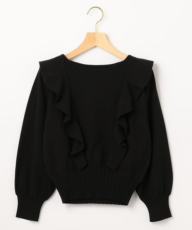 組曲 【洗える】Elenaラッフル ニット ブラック系