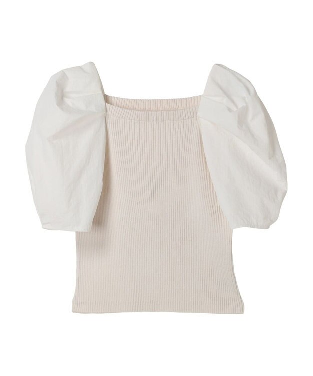 Green Parks ・ＡＮＤ　ＳＥＡＲＣＨ　布帛スリーブニットプルオーバー Off White