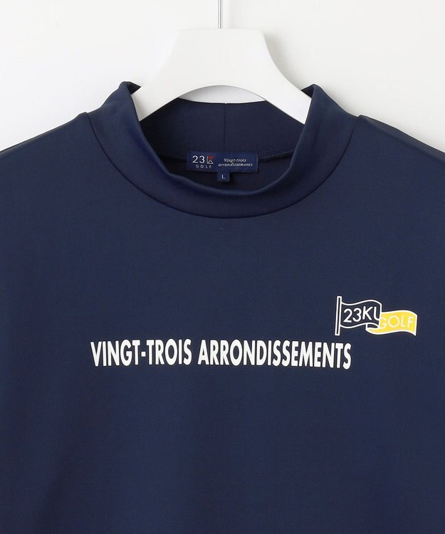 23区GOLF 【MEN/キングサイズ】フロントロゴ モックネックシャツ ネイビー系