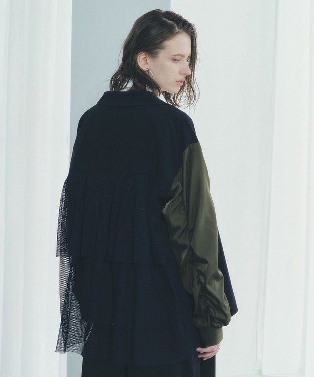 YECCA VECCA 異素材MIXテーラードジャケット Navy