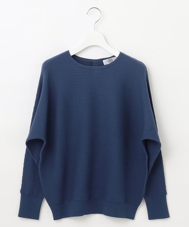 J.PRESS LADIES 【洗える】VIS/PE RIB ドルマンスリーブ ニット ダルブルー系