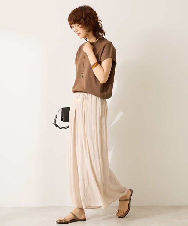 AMERICAN HOLIC 【選べる丈】接触冷感シフォンスカーチョ Light Beige