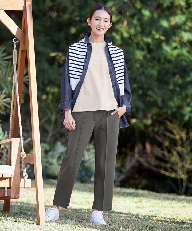 J.PRESS LADIES 【洗える】KATE パネルボーダー ボートネック ニット ホワイト系1