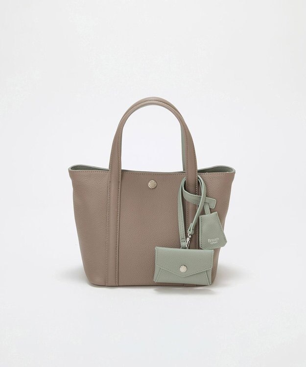 TOPKAPI 【Breath TOPKAPI】DUAL デュアル シュリンクレザー バイカラー トートバッグ チャーム付き グレージュ