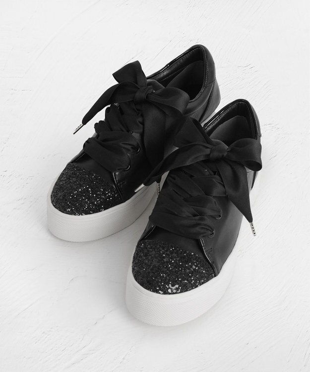 TOCCA 【軽量・抗菌消臭】GLITTER TOE SNEAKERS スニーカー ブラック系
