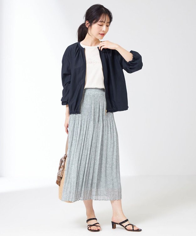 ANY SIS 【洗える】シアーライト ブルゾン ネイビー