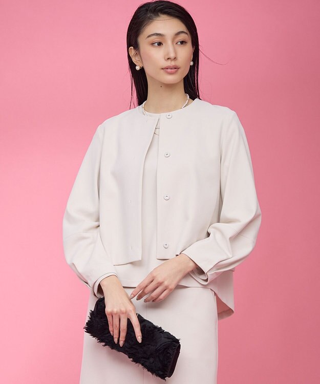 組曲 L 【KUMIKYOKU NAVY】コンフォータブルアムンゼン ノーカラージャケット サンドベージュ系