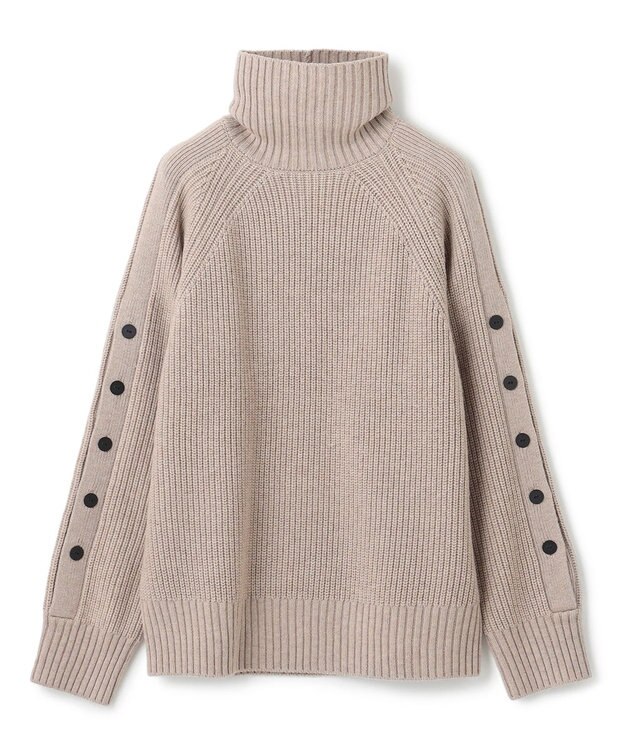 BEIGE， 【洗える】LEADER / ボタンディティールハイネックトップス Taupe