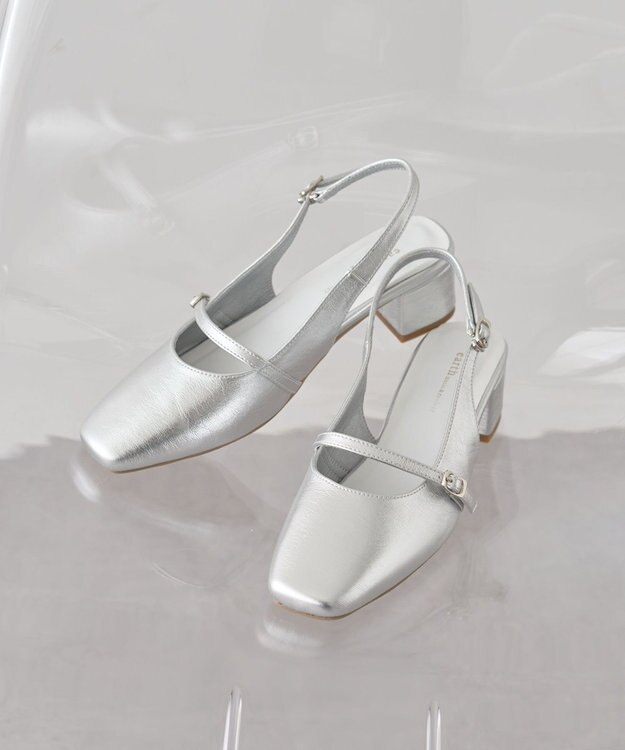 earth music&ecology 【予約】ベルトミュールパンプス シルバー