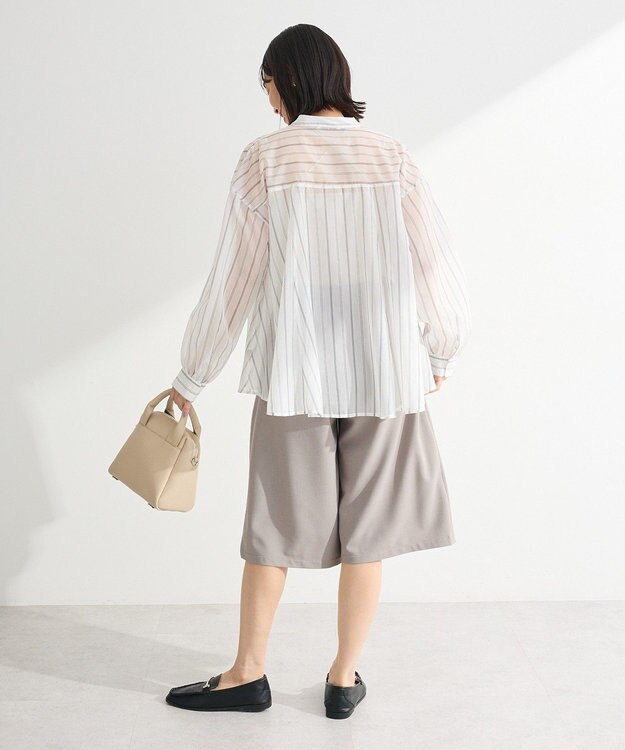 Green Parks フレアラインスキッパーブラウス Stripe